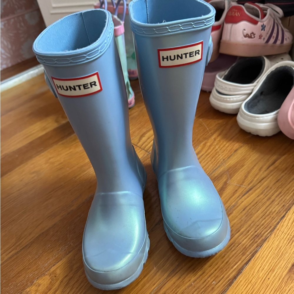 Hunter Kids Iridescent Blue Rain Boots